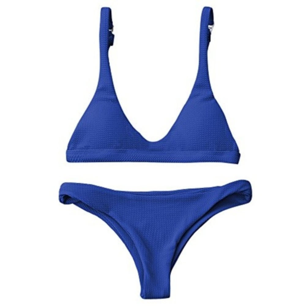 Royal Blue Textured Bikini Set